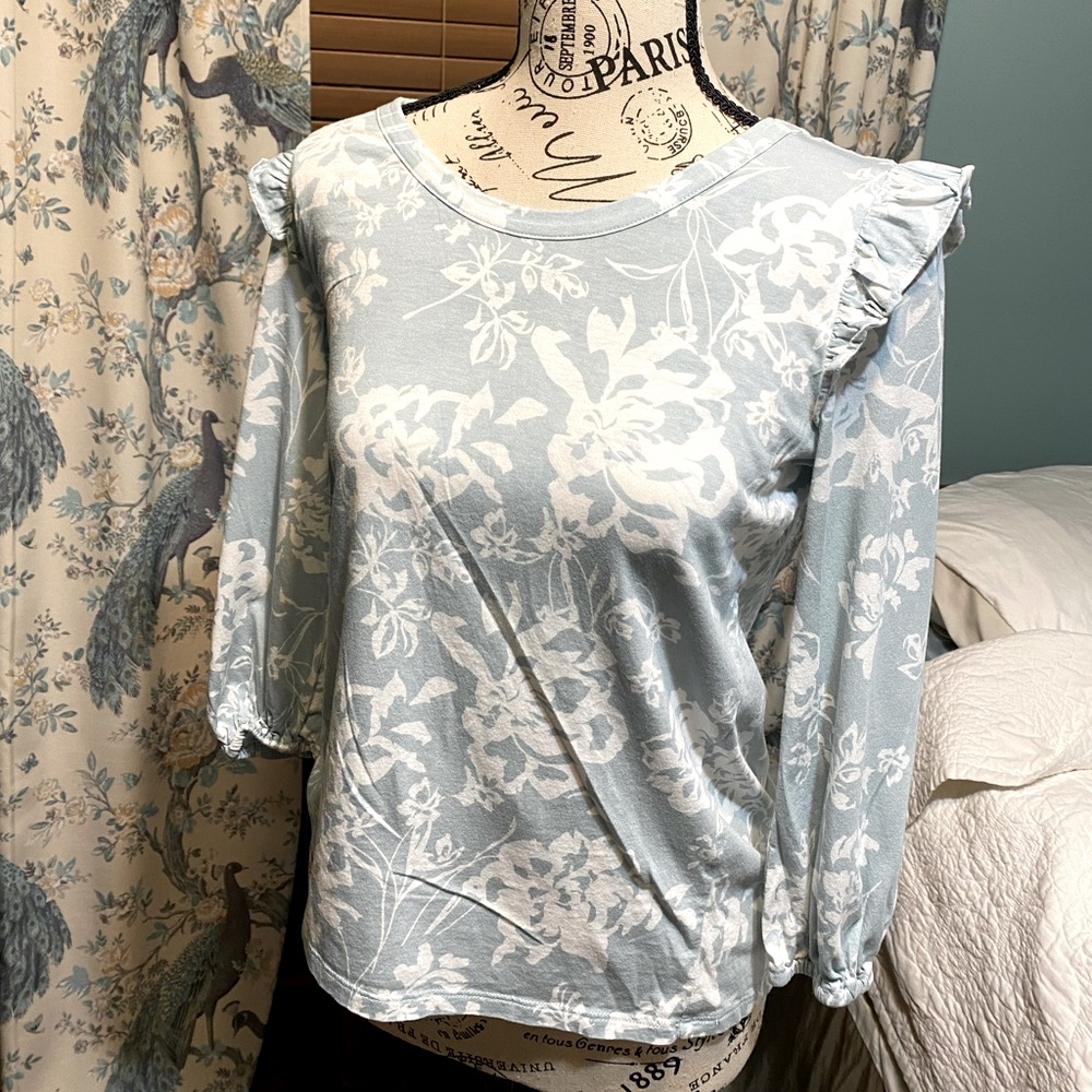 Loft Blouse Green and white floral
